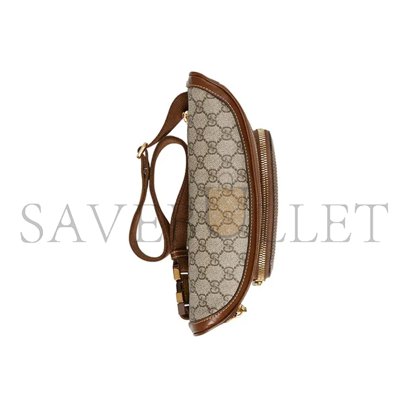 GUCCI GG LARGE CANVAS WITH LEATHER TRIM FANNY 733240 (22*15*4cm)